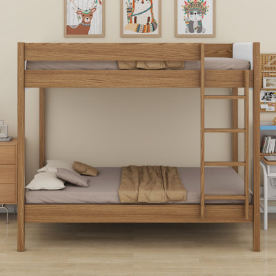 Bunk Bed Frame With Ladder, Safety Guardrails