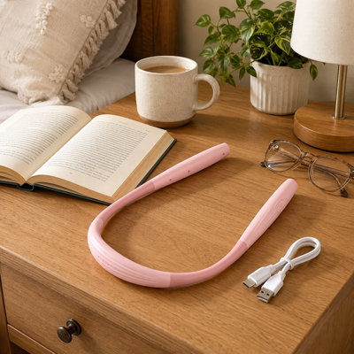 Sakura Pink Lightweight USB-Rechargeable Neck Book Lamp | Hands-Free Reading Light with 3 Colors, 3 Brightness Levels and Up to 80 Hours Runtime