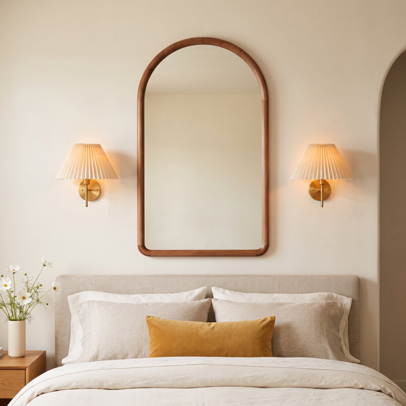 Brayson Wood Flat Mirror, Walnut Brown