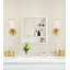Armoire de salle de bain murale moderne avec rangement caché, tablettes ouvertes, construction imperméable et rangement pour meuble-lavabo compact.