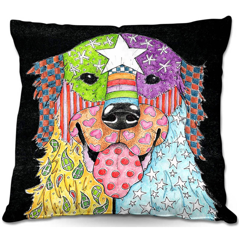  Coussin Couch Retriever Dog, 16 po x 1 po, Noir