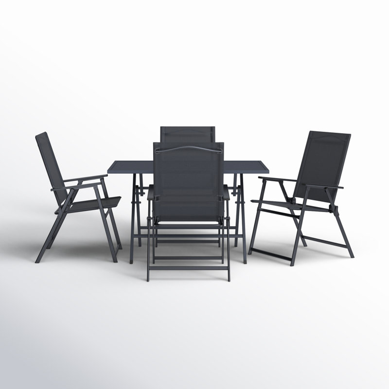 Ensemble de table pliante et chaises de patio 5 pièces Imes avec trou pour parasol
