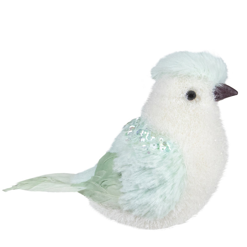 Oiseau de Noël 4,25 "vert clair avec paillettes