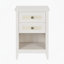 Table de chevet 17,7 po en rotin blanc - table de chevet Boho avec 2 tiroirs et tablette