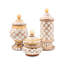 Mocha Check Ceramic Globe Canister