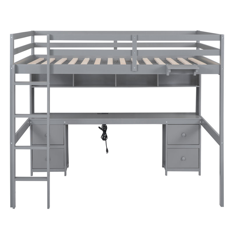 Lit mezzanine avec bureau, Gris