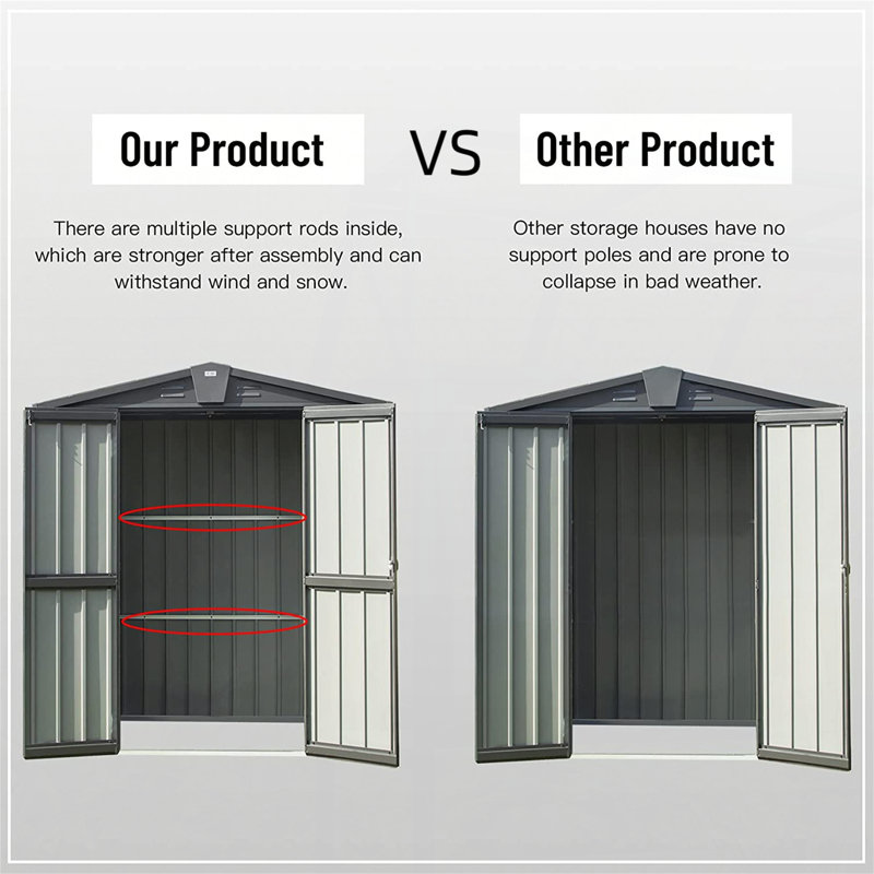 Outdoor Storage Shed 6.5'x 4.2', Metal Garden Shed for Bike, Trash Can, Tools, Lawn Mowers,Galvanized Steel Outdoor Storage Cabinet with Lockable Door for Backyard, Patio, Lawn