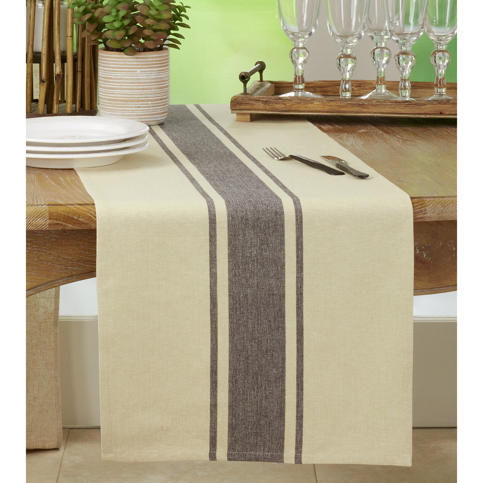 Hambrook 108" 100% Cotton Table Runner, 108" x 16"