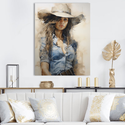 Minimalisme, cow-boy bleu, reproduction d'art sur toile