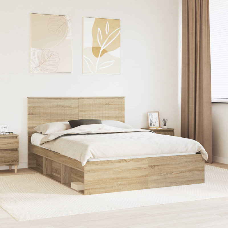 Solid Wood Bed, Sonoma Oak, Kingsize (5')
