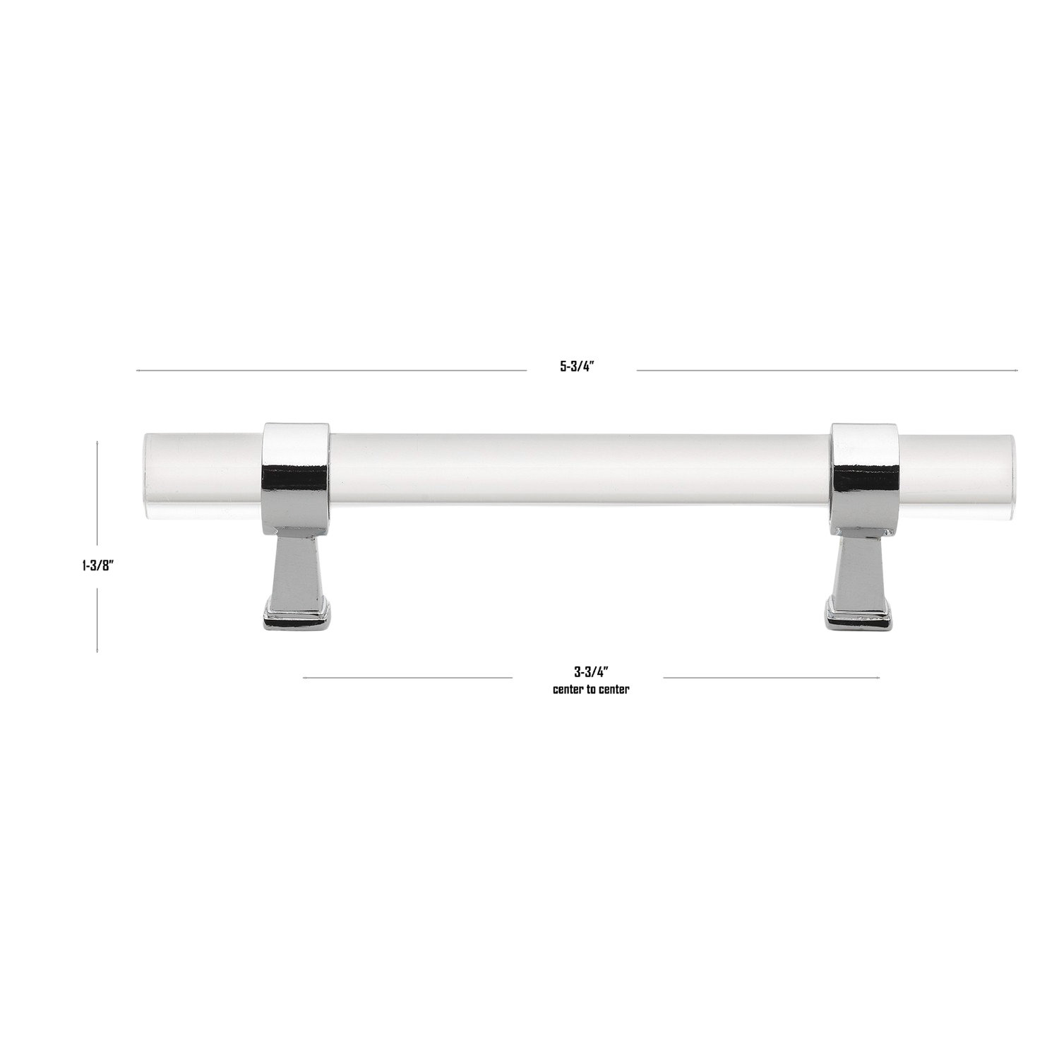 Center to Center Acrylic Bar Pull, Polished Chrome, 3.75"