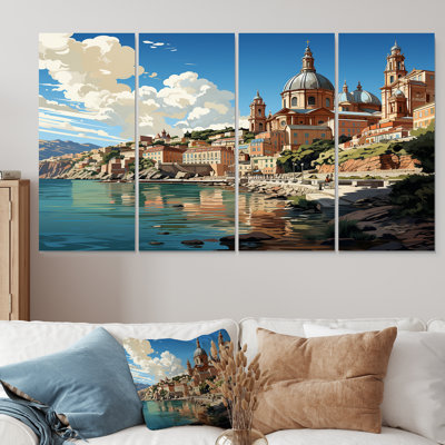 «Capri Italy Landscape Coastal Dream IV», ensemble d'art mural 4 pièces