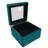 Handmade Reverse Painted Mirror Square Box in Silver Dots - Medium-18683034