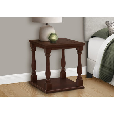 Table de chevet d'appoint carrée à 2 niveaux, placage brun pour chambre à coucher, table d'appoint, table de chevet pour meuble