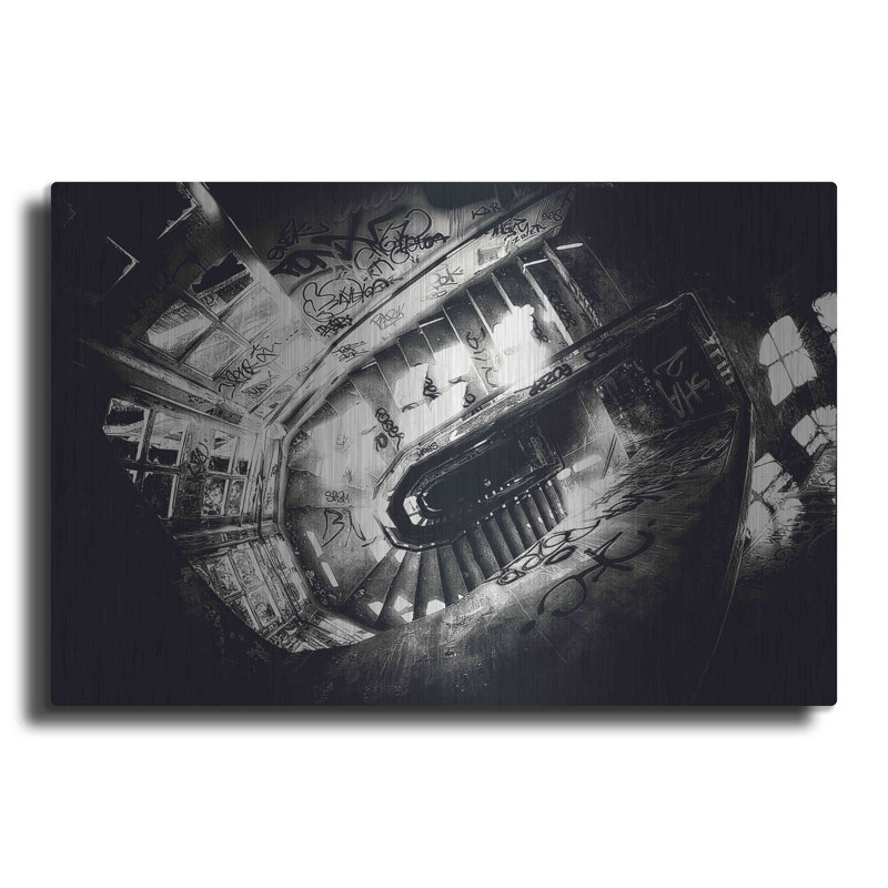 «Sanat escaliers» par Sebastien Lory, art mural en métal, 24 po x 16 po, H 16 po x l 24 po