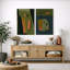 "Modern", abstrait, orange et vert, ensemble géométrique, images de salon, impression sur toile encadrée, 2 pièces-126545419-126545422
