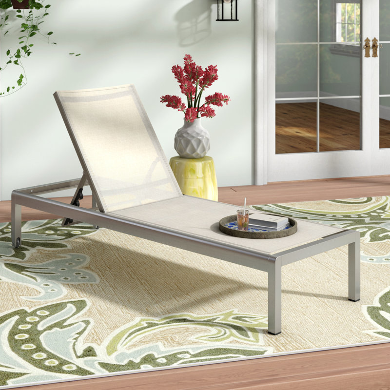 Chaise longue inclinable simple Caggiano, Gris clair, 1