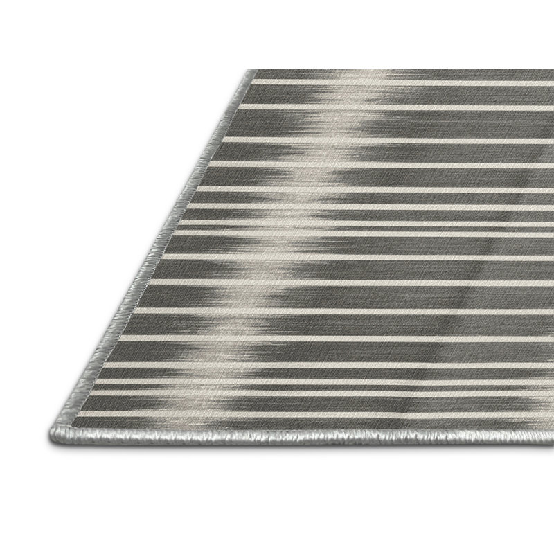  Tapis lavable rayé blanc argenté, Tapis de couloir 2 pi x 4 pi