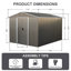 8X10ft Outdoor Metal Storage Shed With Metal Foundation Grey-121324749