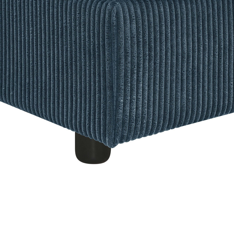 Arzuaga 89" Wide Reversible Modular Corner Sectional with Ottoman, Plastic, Black, Teal Blue