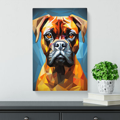 Boxer Dog Geometric - Wrapped Canvas