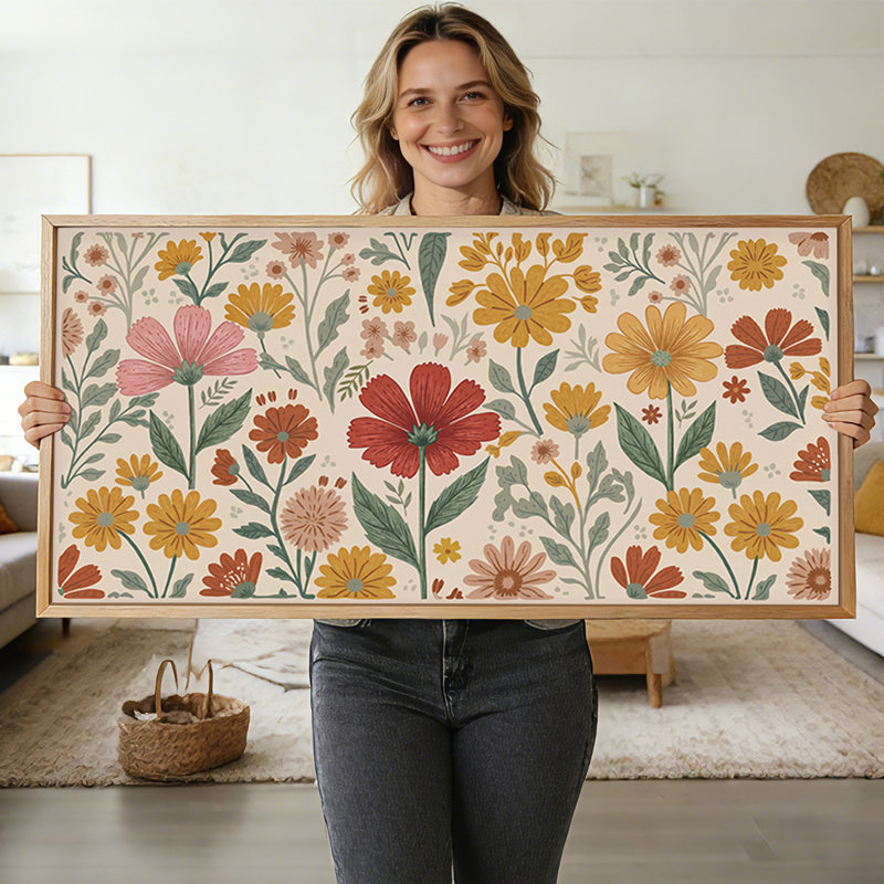 Grand art mural encadré sur toile Boho