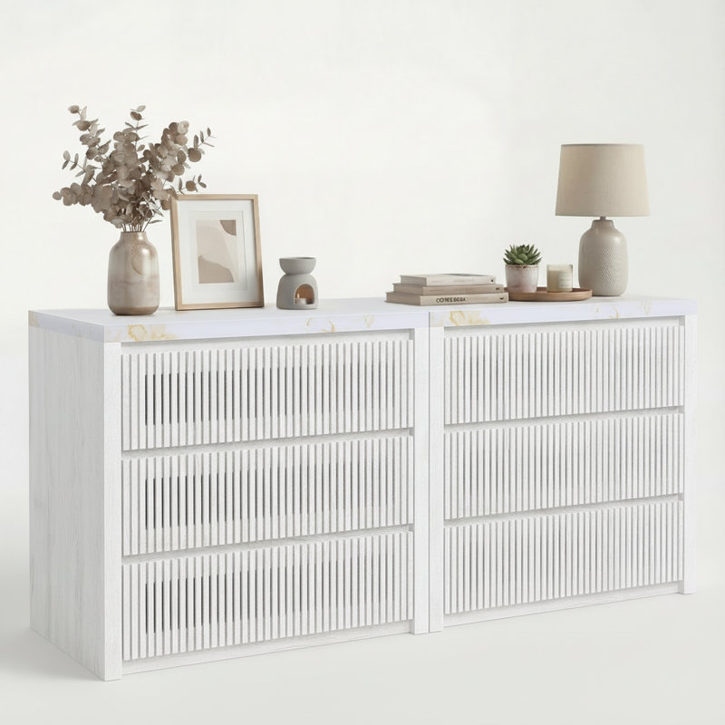 Table de chevet 3 tiroirs avec plateau en faux marbre, table de bout en bois moderne avec tiroirs de rangement pour chambre à coucher, salon, blanc