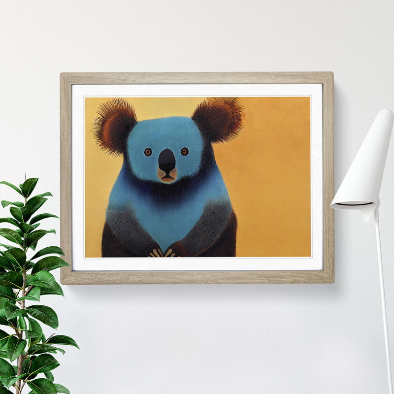 Adorable Koala Bear - Single Picture Frame Painting, Oak Framed, 25cm H x 34cm W x 2cm D