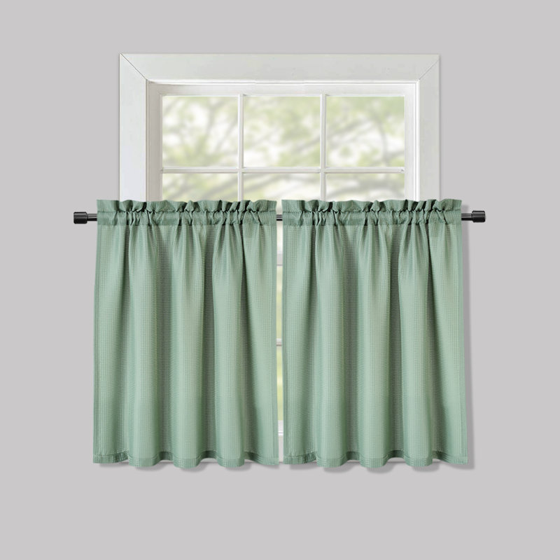 Ensemble de 2 rideaux imperméables gaufrés Sage Waffle Weave, l 30 po x L 24 po par panneau