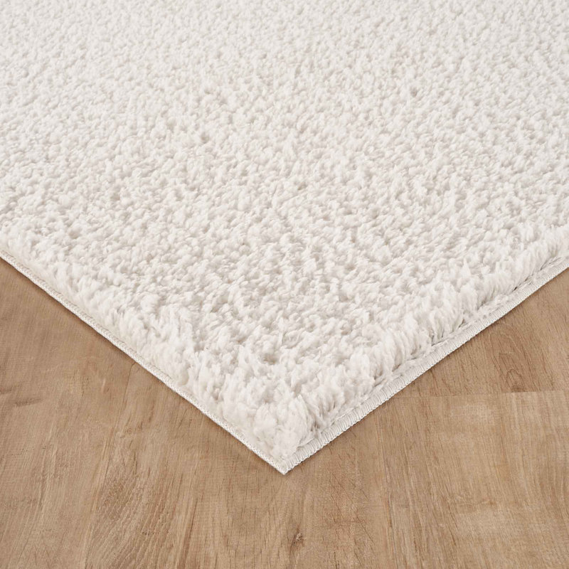 Ainsley Plain Living Room Shaggy Area Rug Modern Soft Pile Polyester Rug, Rectangle 60 x 110 cm, Cream
