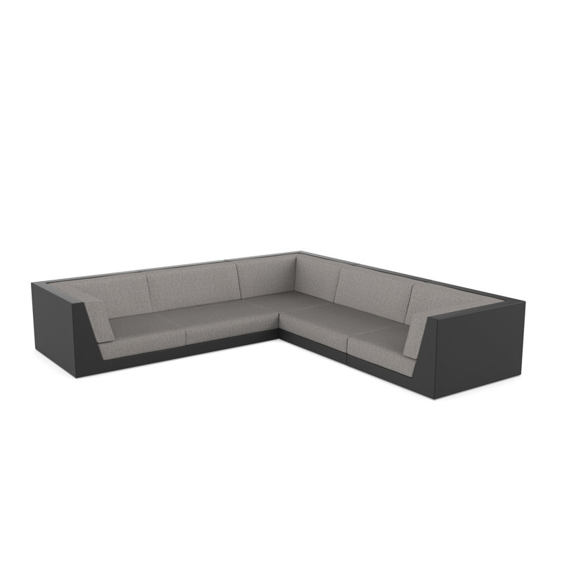 Pixel 119.25" Wide Outdoor U-Shaped Patio Sectional with Cushions, White, White