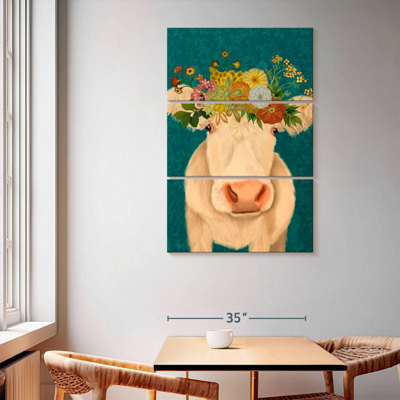 Brampt Cow Cream Bohemian I, 65" H x 42" W