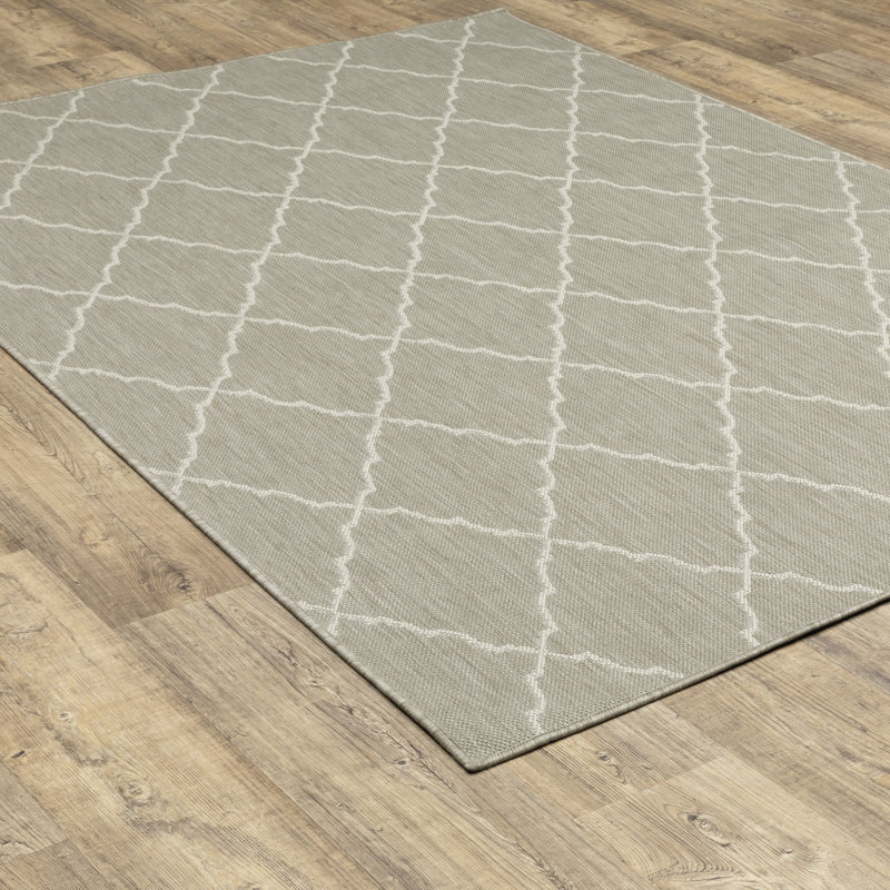Tapis intérieur / extérieur gris Mckenny, Rectangle 5 pi 3 po x 7 pi 3 po