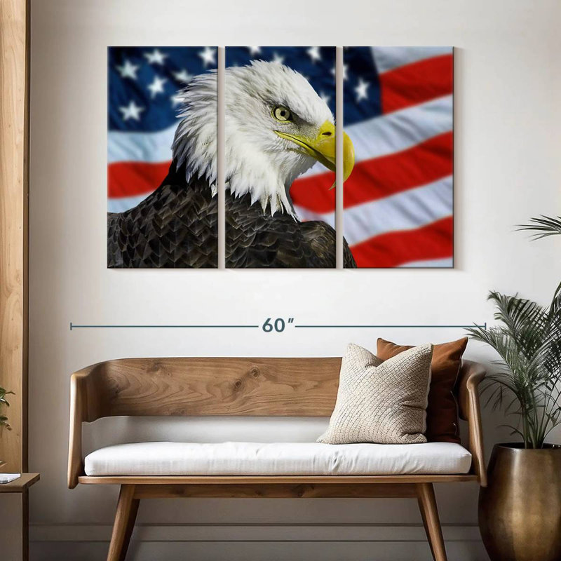 Brampt Patriotic Alaskan Bald Eagle, 32" H x 50" W