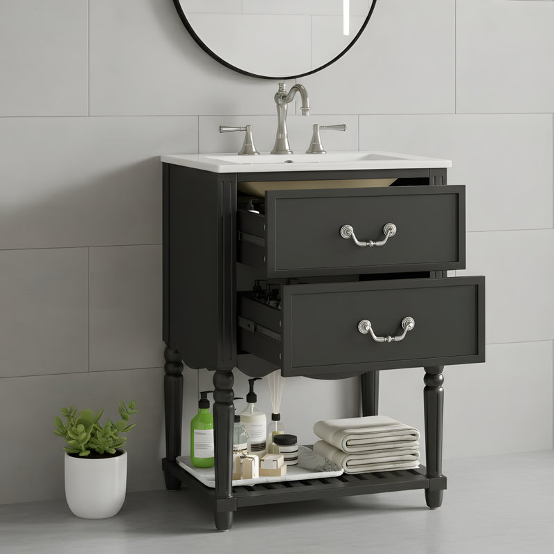 Meuble-lavabo rétro, Noir