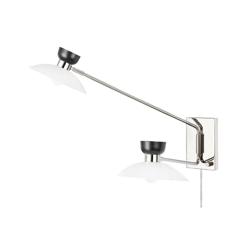 Bras articulé à 2 lumières Viera, Nickel poli