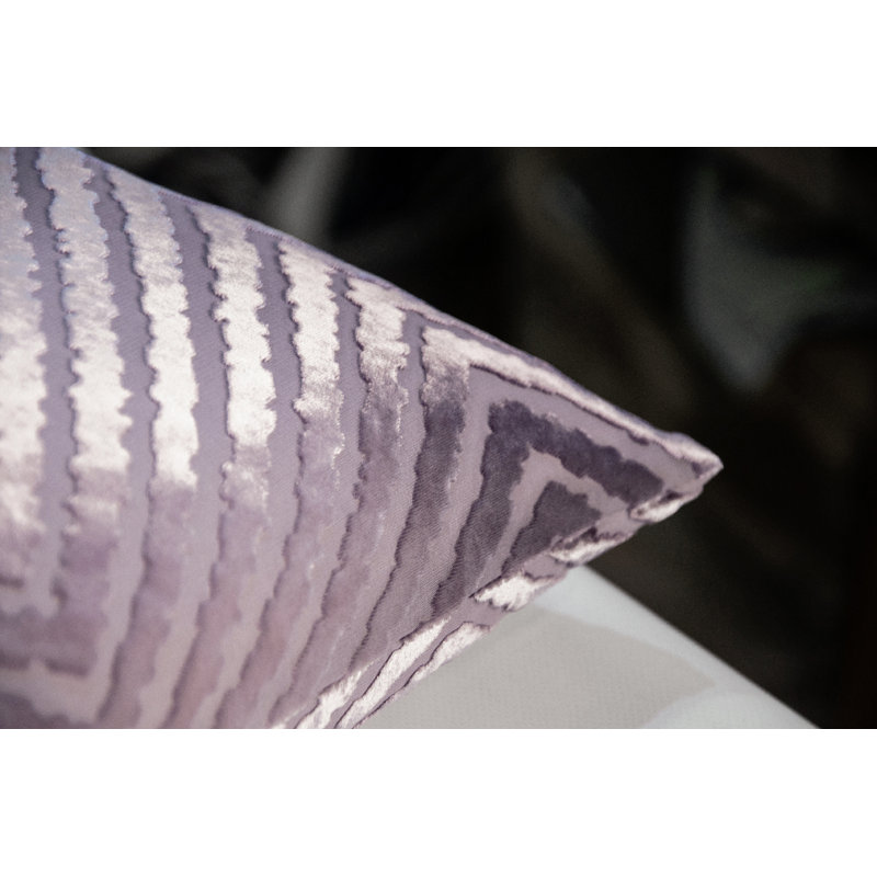 Chevron Velvet Pillow Cover & Insert, 18"H x 18"W, Thistle