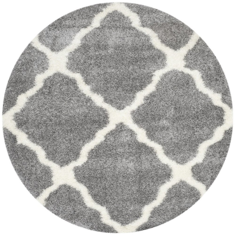 Bertl Shag Performance Geometric Rug, Round 6'7"