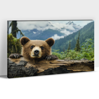 Grand ours, art mural, ours brun, forêt, faune, impressions sur toile, nature, montagne, affiche, peinture pour salon, chambre de bébé, bureau, animal mural, décoration murale, prêt à être accroché