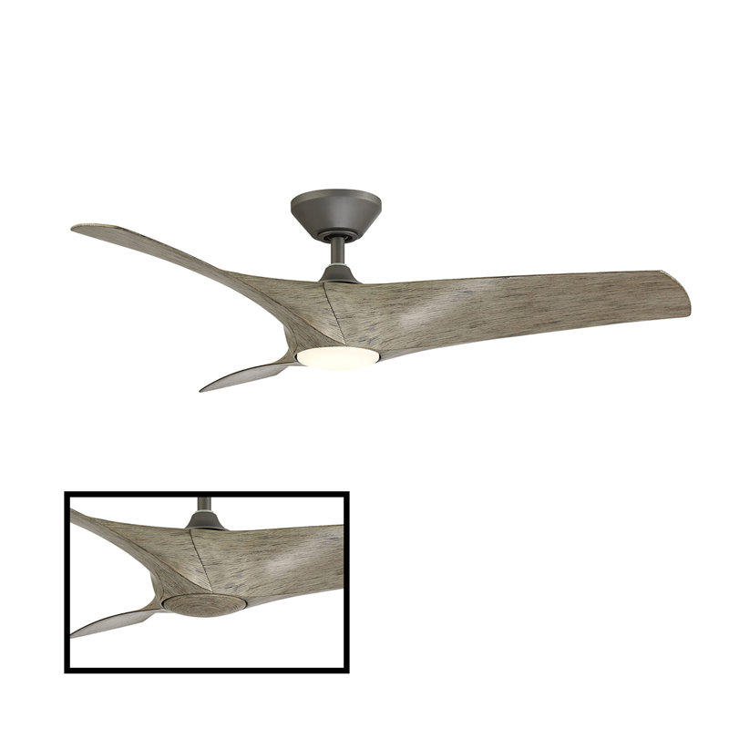 Zephyr 3 - Blade Outdoor/Indoor Smart Ceiling Fan with Light Kit And Remote Control Included, 52", Graphite/Weathered Gray