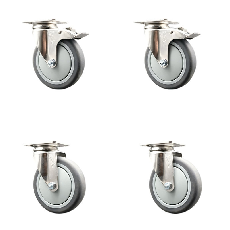 4 Piece Thermoplastic Rubber Swivel Caster Set