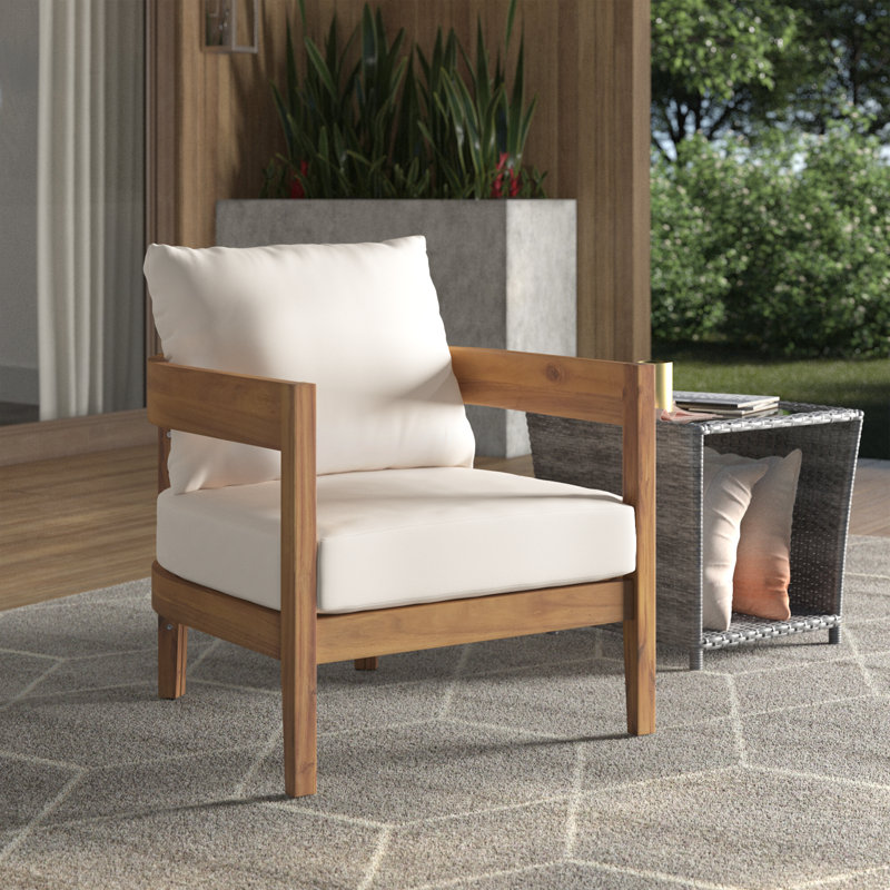 Chaise de patio avec coussins Lorene, Beige