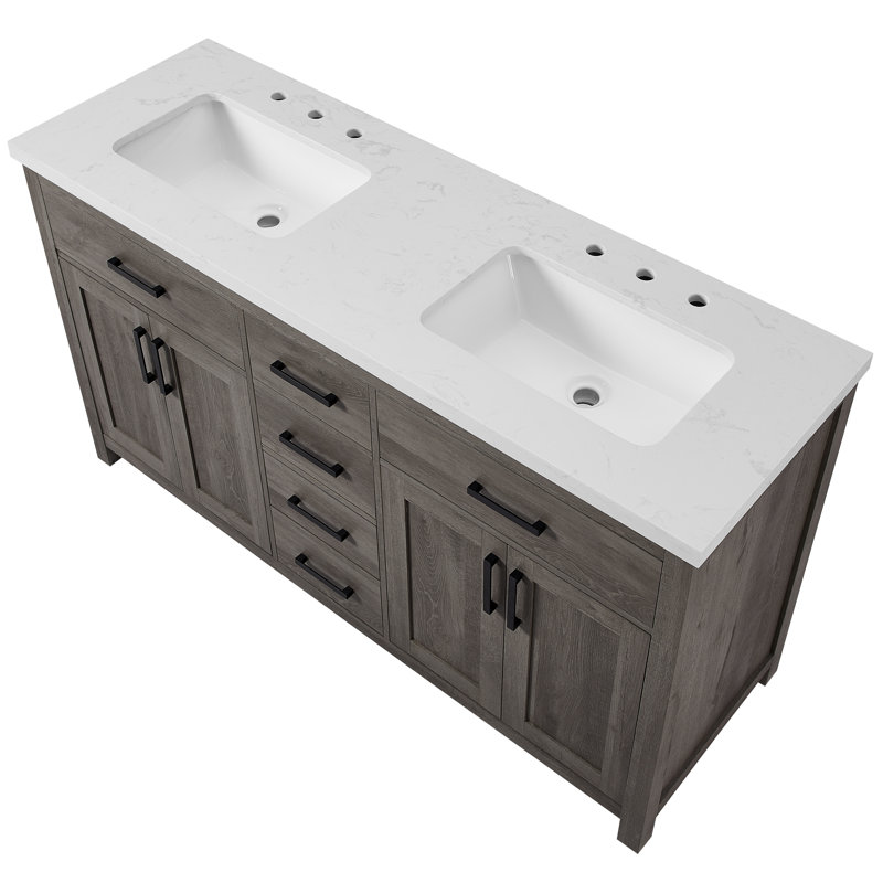 60" W Double Vanity with Engineered Stone Top