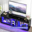 Meuble télé 71 po à DEL ultrabrillant moderne pour téléviseur de 75/80 po avec prises de courant, tablettes réglables, compatible PS5-1772602678-1785157576