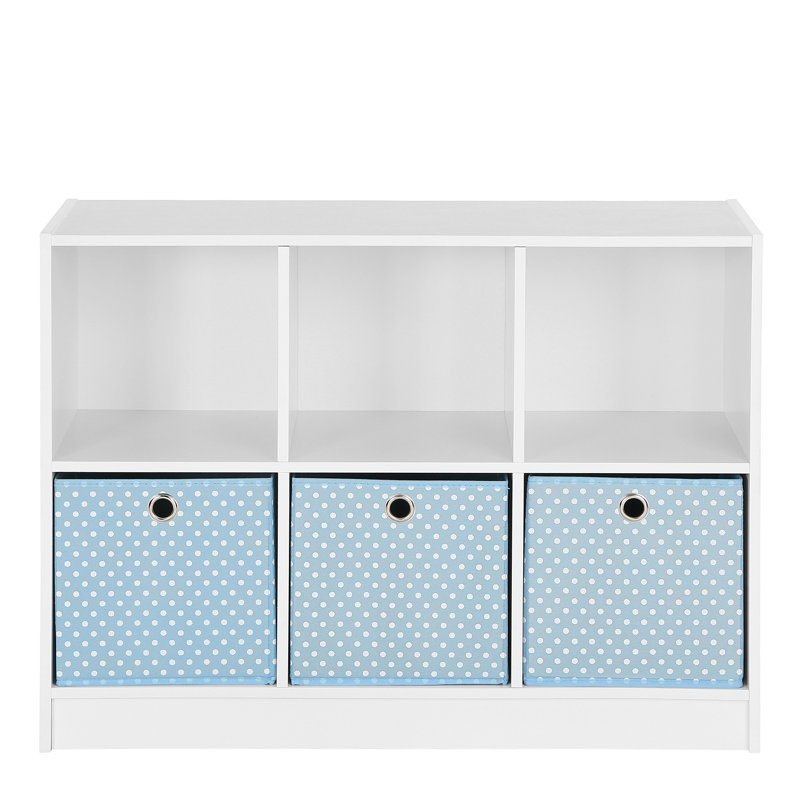 Anjay 59.9 cm H x 80.3 cm W Cube Bookcase, White/Light Blue