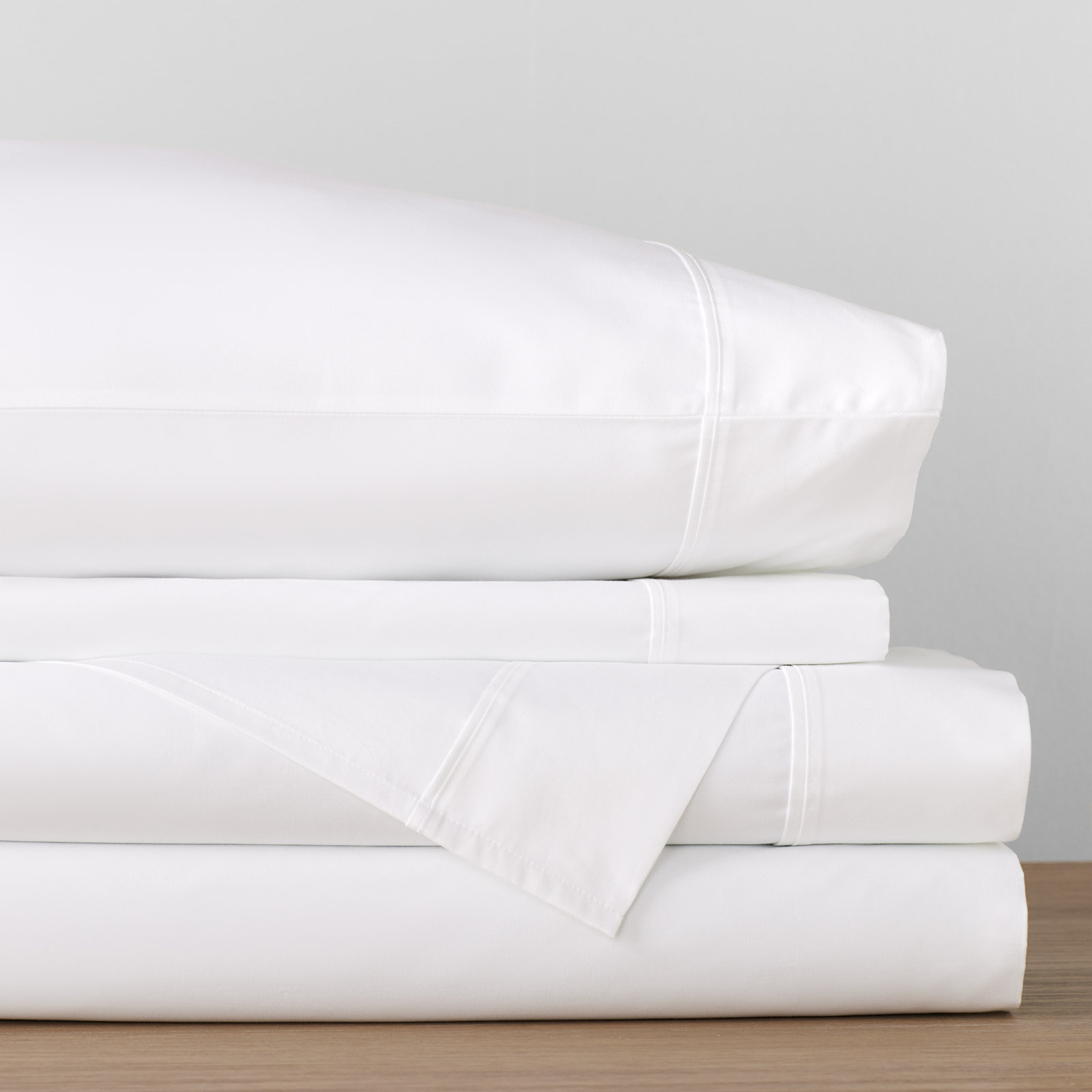 Danfield Cotton Sateen Sheet Set, Twin Sheet Set + 1 Fitted Sheet + 1 Pillowcase, White