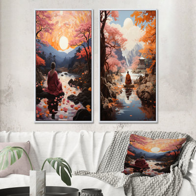 «Orange Buddhism Buddhist Serenity This», 2 pièces sur toile