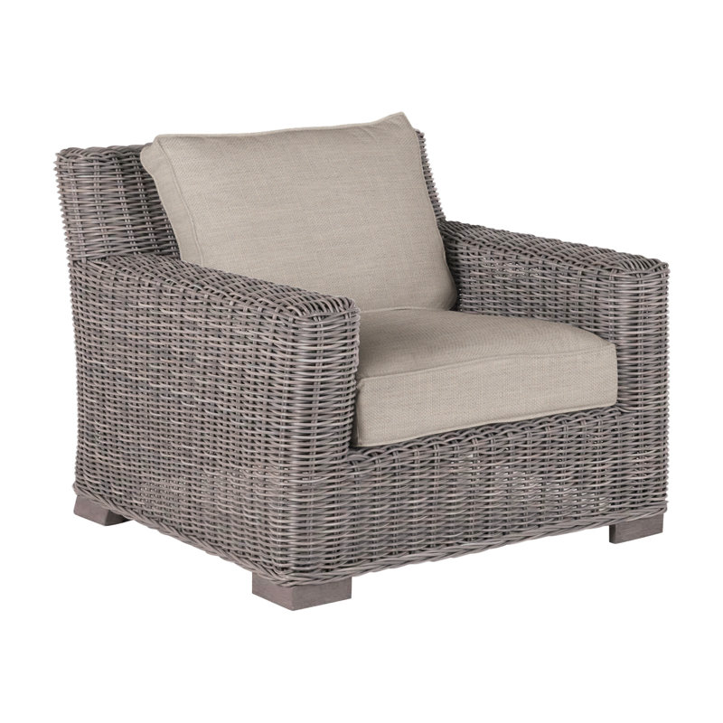 Rustic Woven Lounge Chair, Oyster, Dove Sunbrella® Linen, Welt