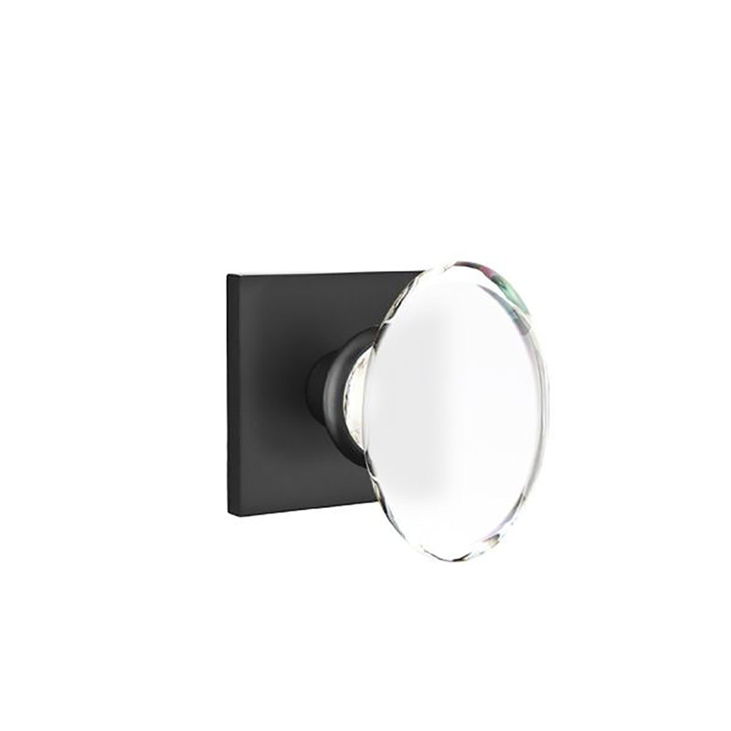 Passage Hampton Crystal Knob with Square Rose, Flat Black