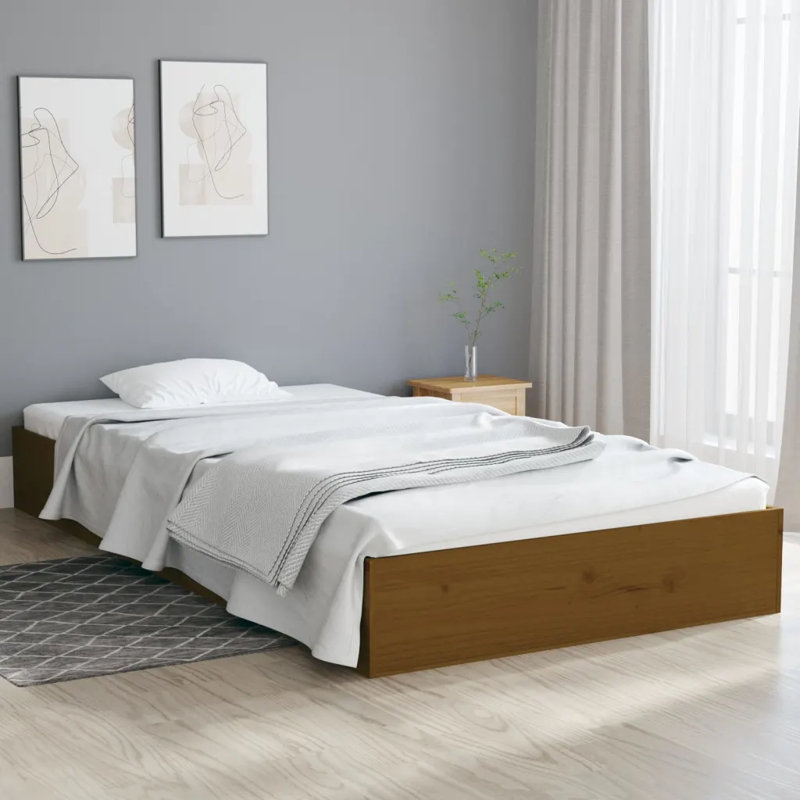 Bed Frame Solid Wood, white, European Single (90 x 200cm)
